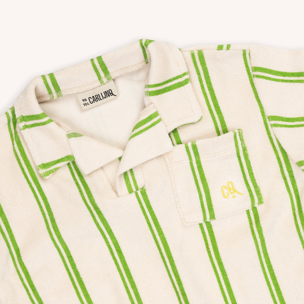 Stripes Green - Loose Fit Polo With Embroidery