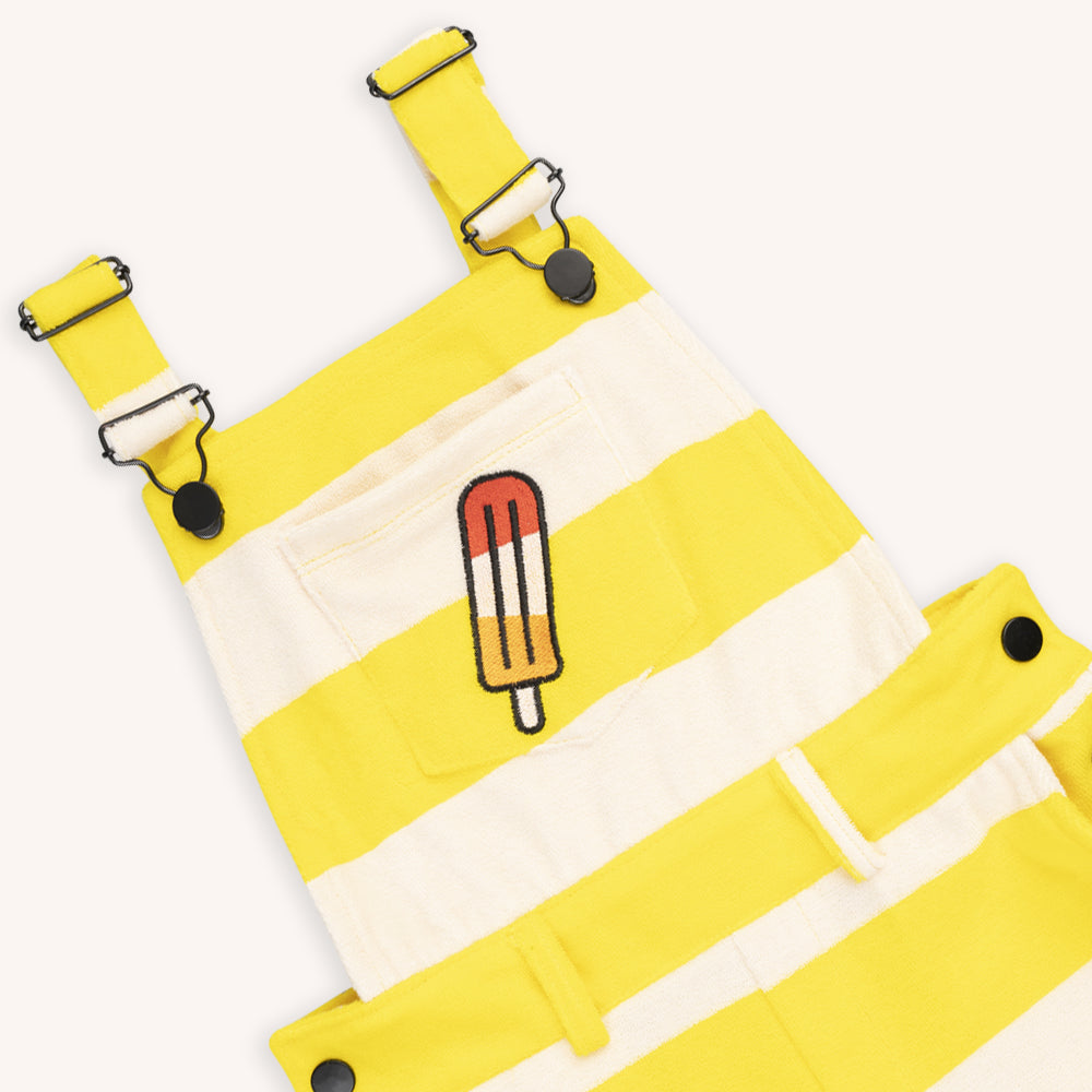 Stripes Yellow - Dungaree Short With Embroidery