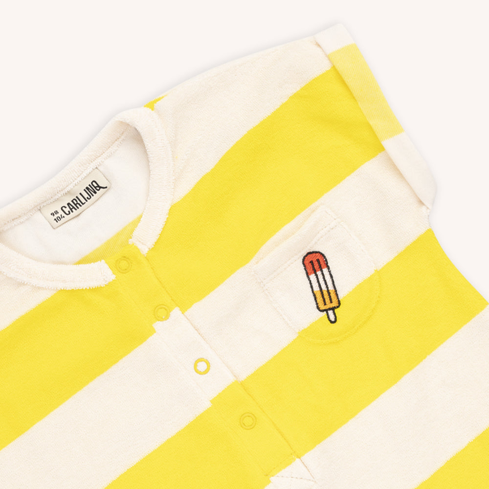 Stripes Yellow - Baby Jumpsuit With Embroidery