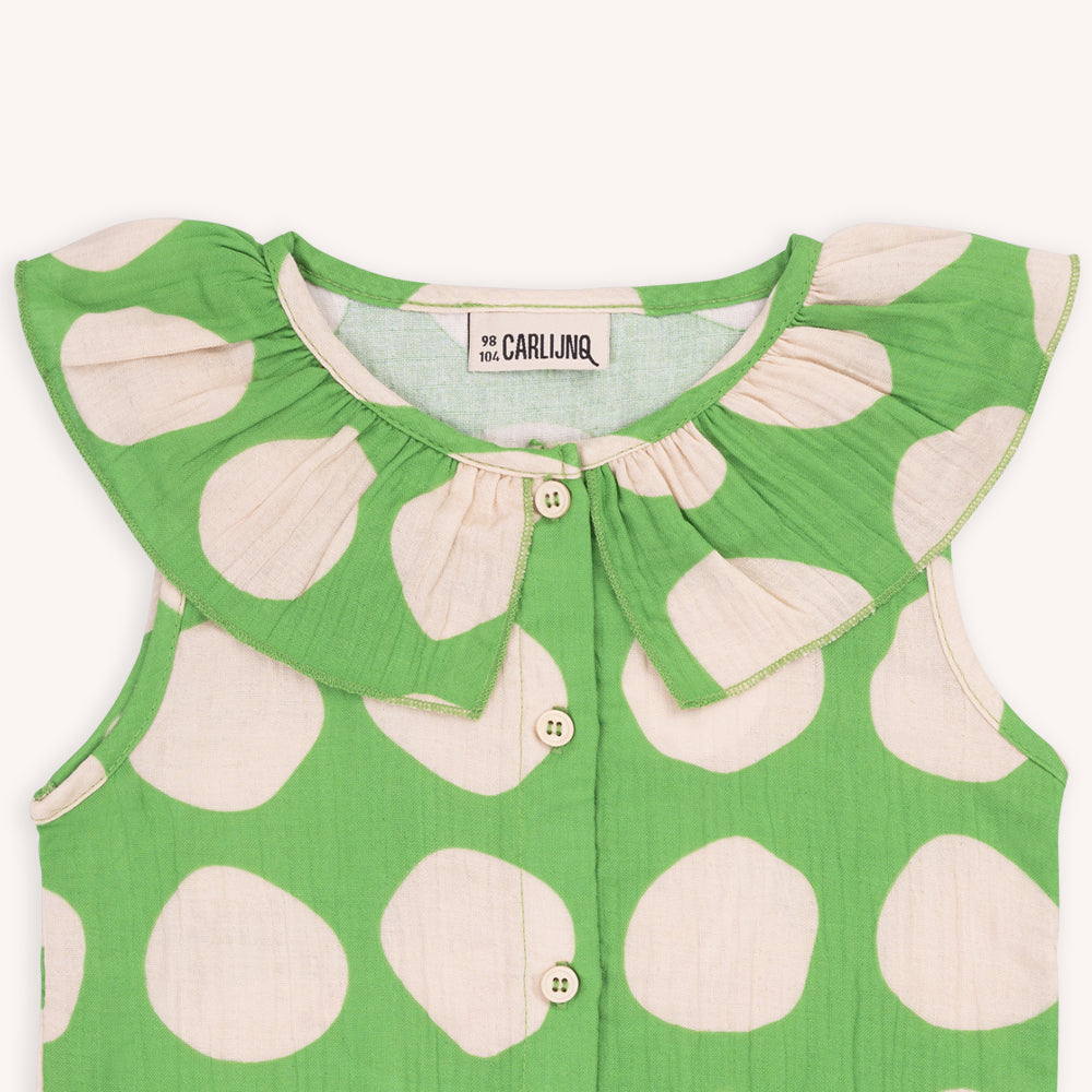 Super Dots - Blouse Big Collar No Sleeve With Print