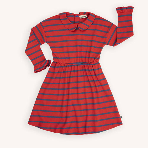 Stripes Red/Blue - Organic Dress With Collar