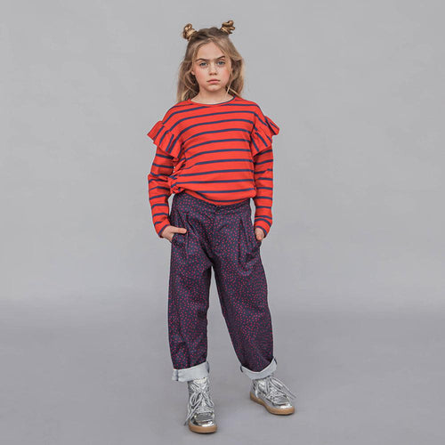 Stripes Red/Blue - Ruffled Organic Kids Top