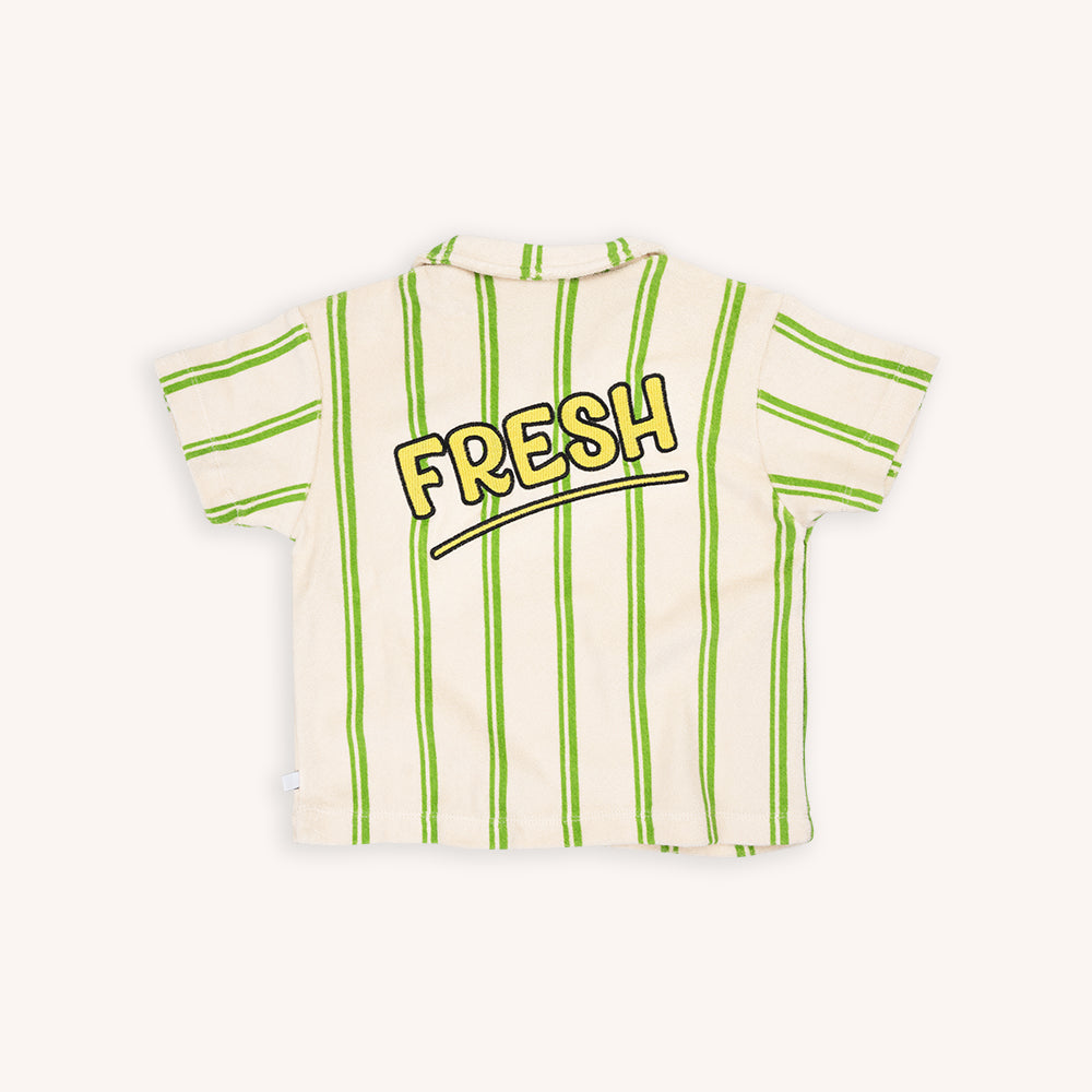 Stripes Green - Loose Fit Polo With Embroidery