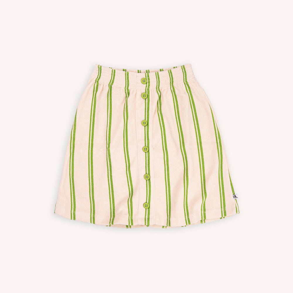 Stripes Green - Midi Skirt With Buttons