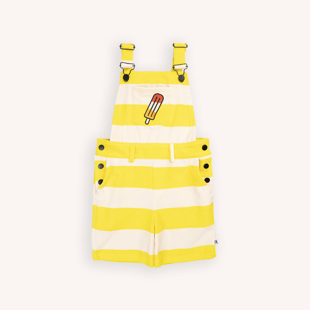 Stripes Yellow - Dungaree Short With Embroidery