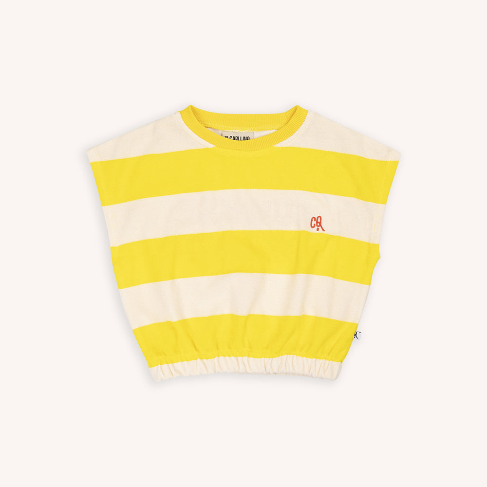 Stripes Yellow - Top No Sleeve With Embroidery