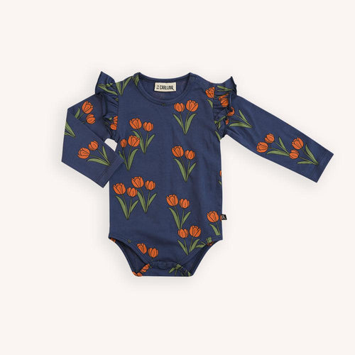Tulips - Organic Bodysuit With Ruffled Middle