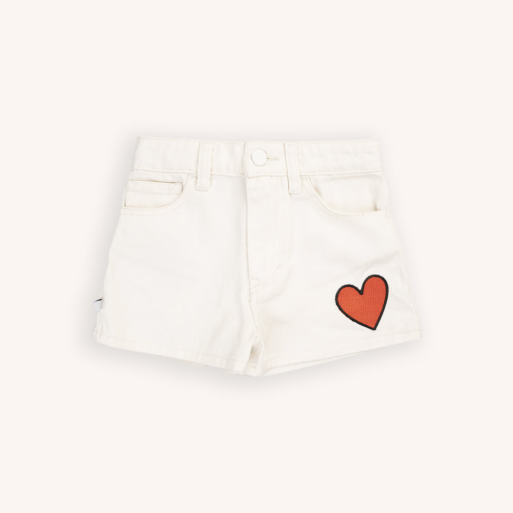 White Denim - Straight Short With Embroidery
