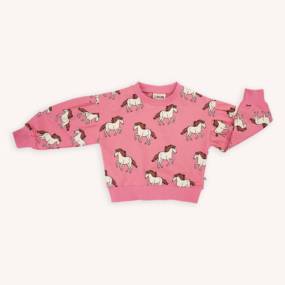 Wild Horse - Girls Sweater Puffed Sleeves (Pink)